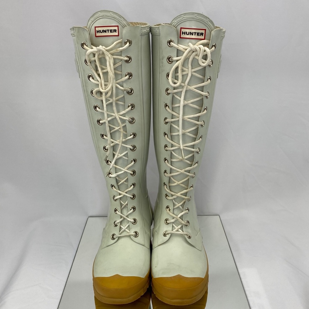 Hunter White Watling Lace Up Boots
